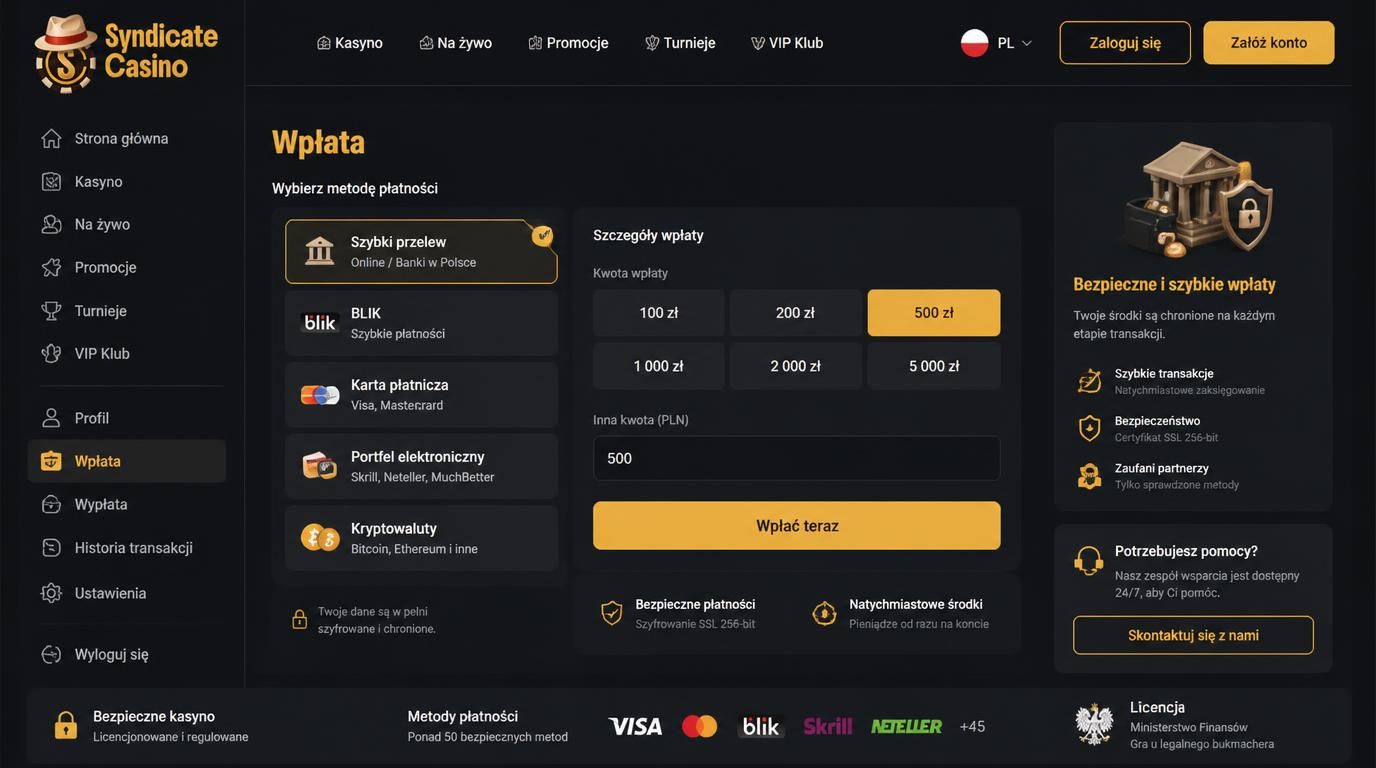Ikony banku, e-portfela i kłódki na tle interfejsu kasyna