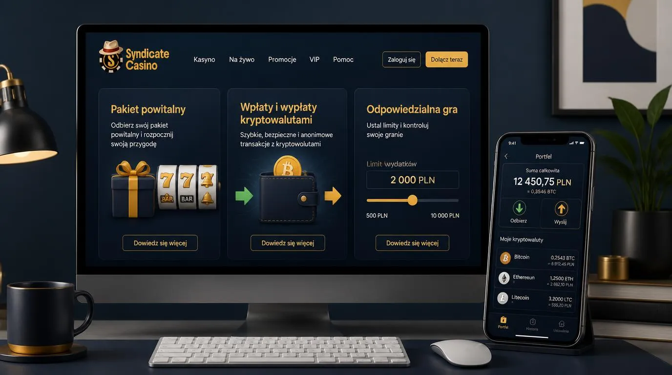 Panel oferty powitalnej obok portfela kryptowalutowego i ustawień limitu wydatków